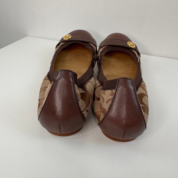 COACH Chelsey Ballet Flat US 9.5B Brown Signature Monogram Slip-On Shoes FLAW - Picture 5 of 8